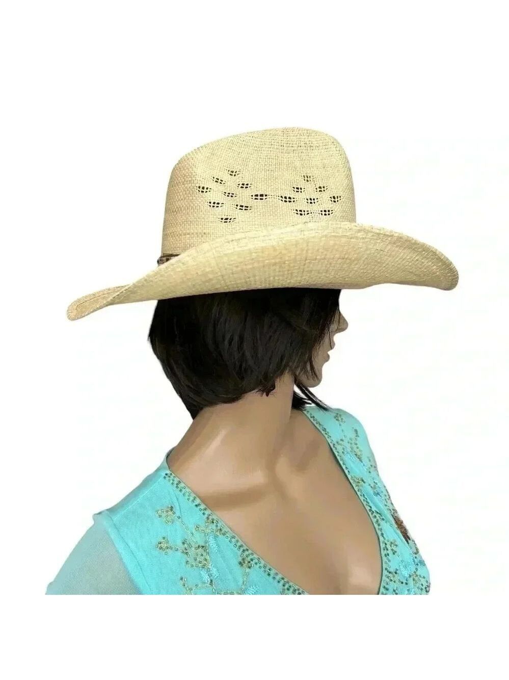 The Great Western Feather Straw Cowboy Cowgirl Hat Unisex, Country, Coachella, - Picture 5 of 16